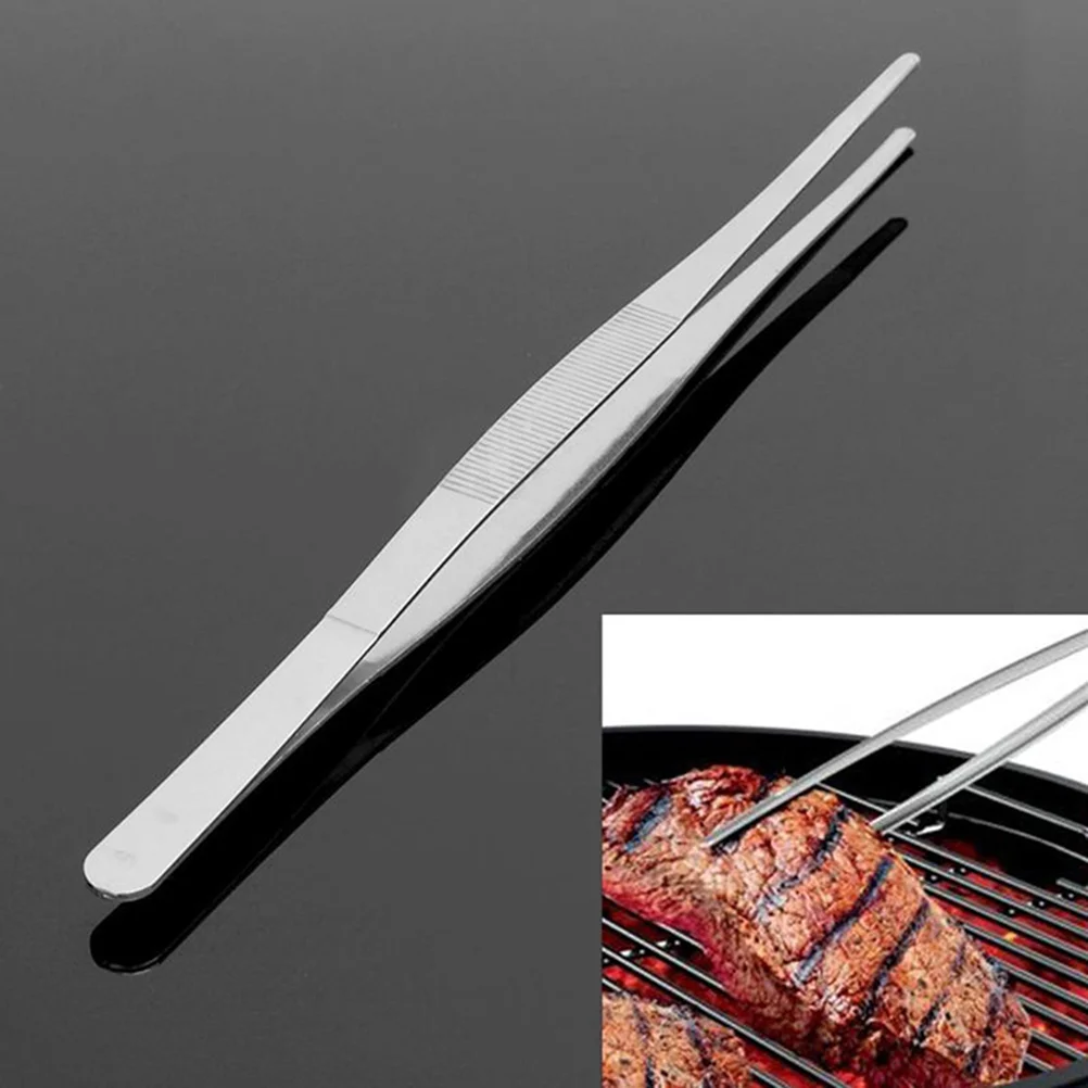 2 Pcs Stainless Steel Barbeque Clamp Kitchen BBQ Tool Spaghetti Noodles Pasta Kitchen Tong Precision Tweezers Steak Tongs Pliers