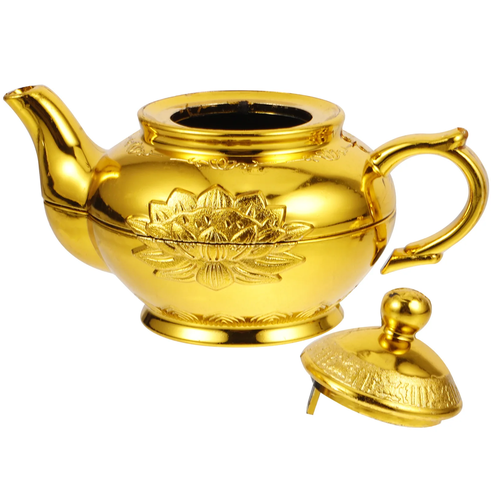 연꽃 모양 차 주전자 작은 플라스틱 예배 주전자 불교 제단 데스크탑 장식 홈 액세서리 중국 스타일 테이블