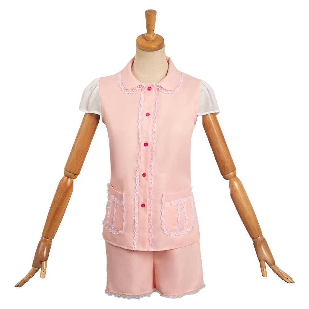 Barbei-traje de pijama cosplay feminino, pijama rosa, camisa de duas peças, shorts, bandana, roupa para meninas, carnaval, Halloween