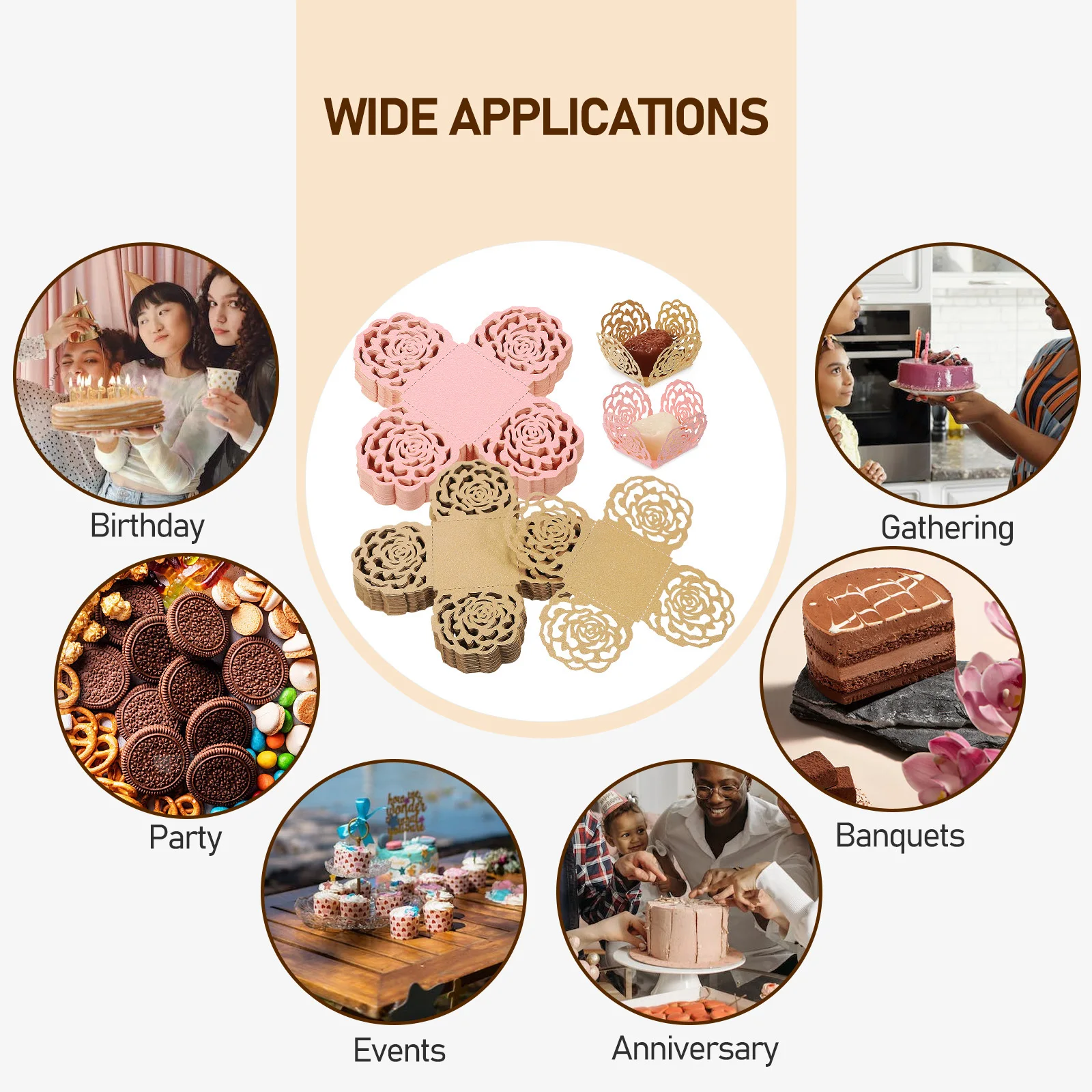 

100Pcs Mini Chocolate Wrappers Premium Paper Truffle Cups for Candy Dessert Display Baking Supplies Party Event Decorations