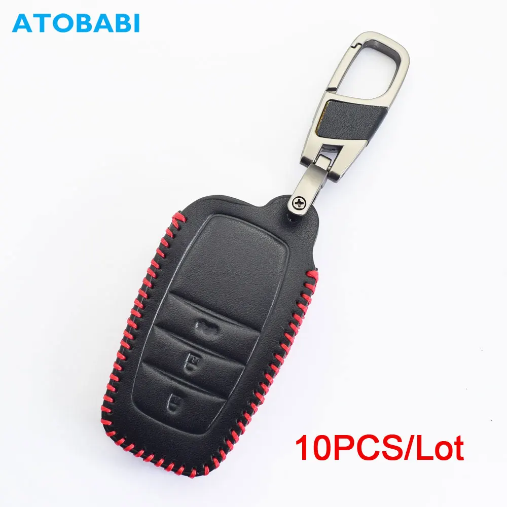 10PCS/Lot Leather Car Key Cover Smart Remote Fobs Case Protector For Toyota Land Cruiser 300 Fortuner Prius Harrier Camry Crown