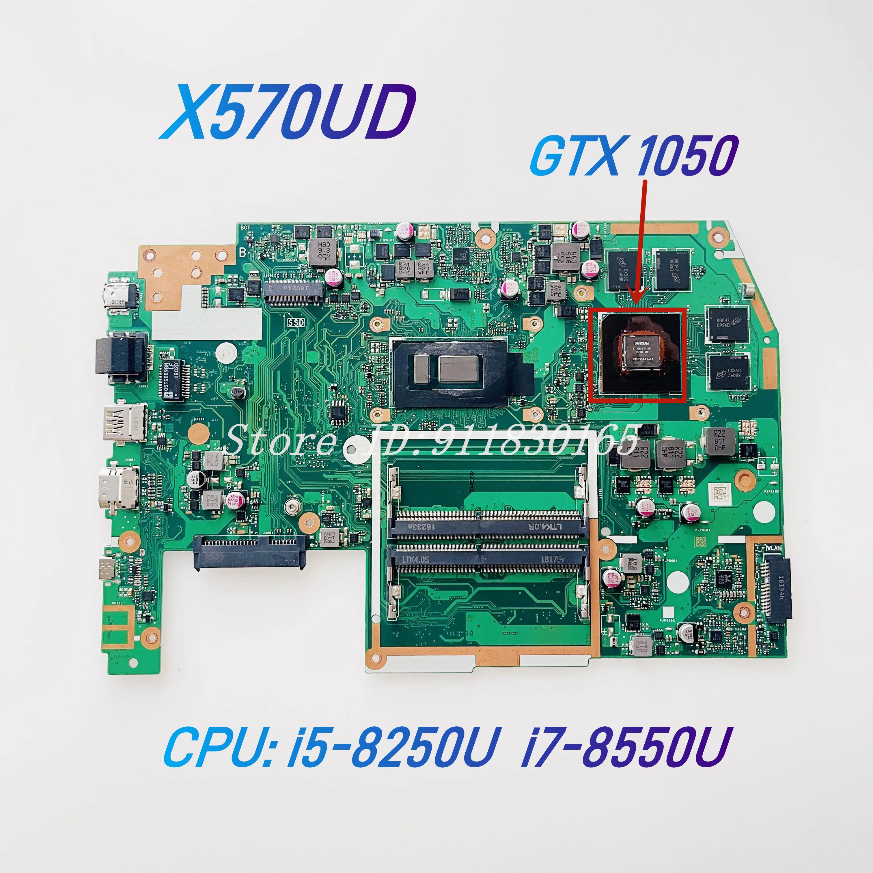 X570UD Mainboard For ASUS YX570U YX570UD X570U FX570U FX570UD Laptop Motherboard With i5-8250U i7-8550U CPU GTX1050 GPU DDR4