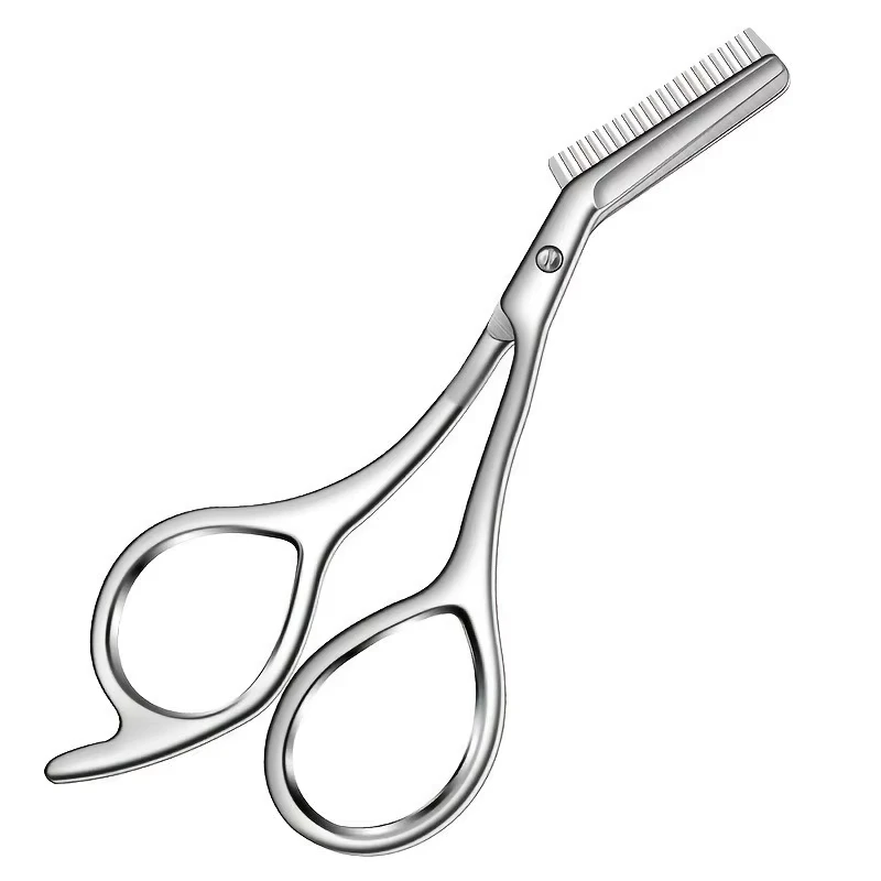 1Pc Stainless Steel Eyebrow Trimmer Scissors with Comb Precision Facial Hair Removal Shaver Professional Grooming Makeup Tool