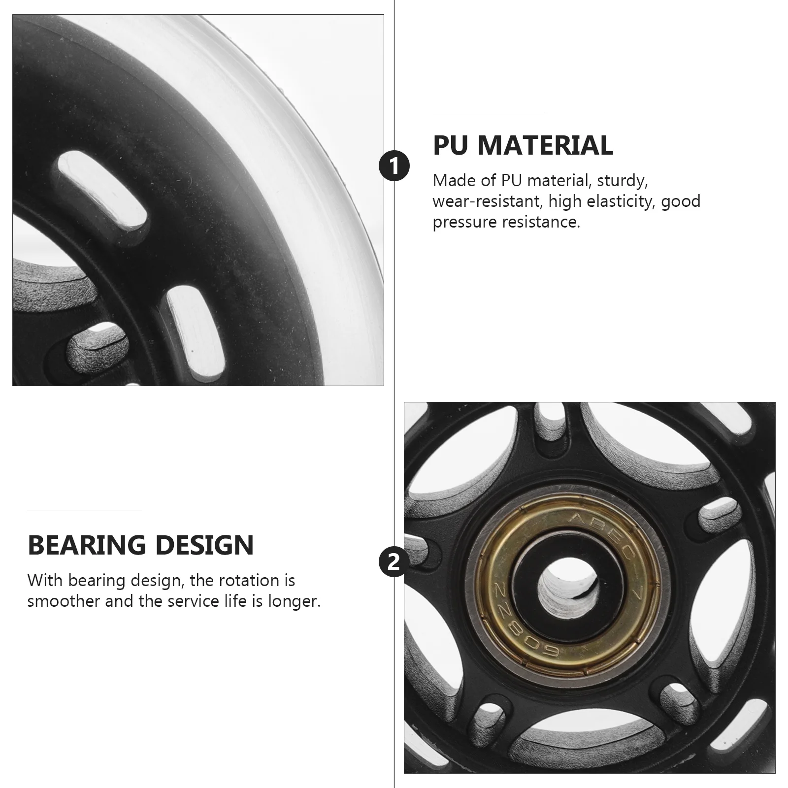 

2Pcs Silent PU Roller Skate Wheels High Elasticity Outdoor Wheels Replacement for Skating Accessories Skating Shoe Roller