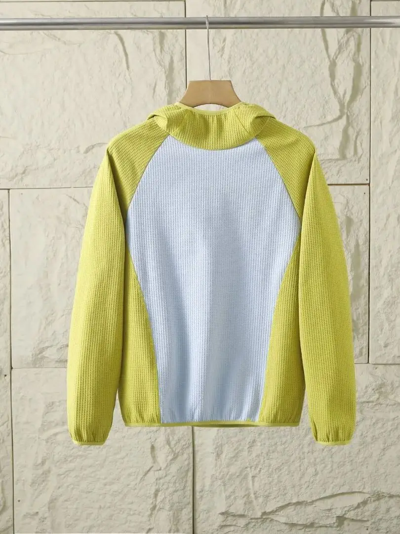 Washed Outdoor Hoodie Quick Dry Breathable Unisex Autumn Winter Sweater Youth Size Other Material 100% Pattern Waffle Grid
