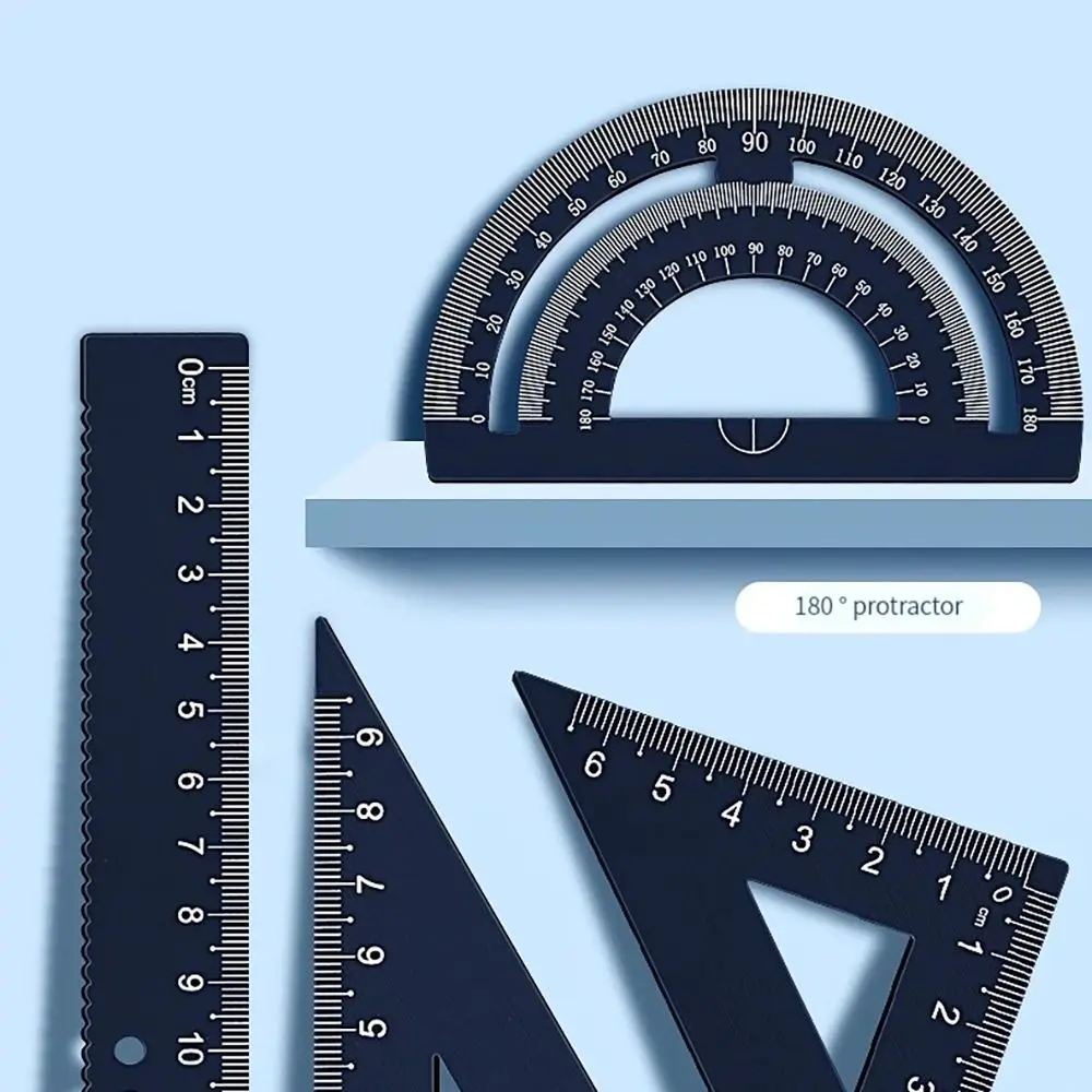 Règle multifonctionnelle en alliage d'aluminium, rapporteur triangulaire, ensemble d'acquisition de fleurs, étudiant, 4 en 1, 2024