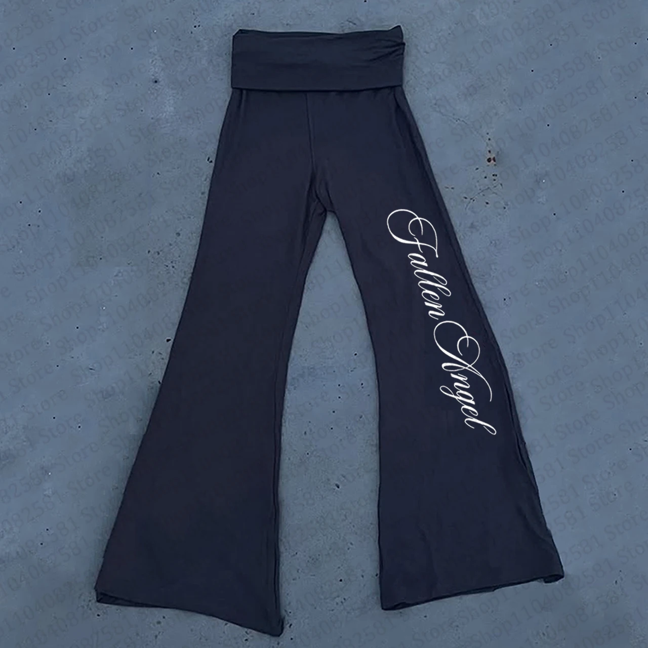 Y2K women's fashionable casual wide leg pants with letter print slim fit hip-hop streetwear retro Emo girl gothic style punk