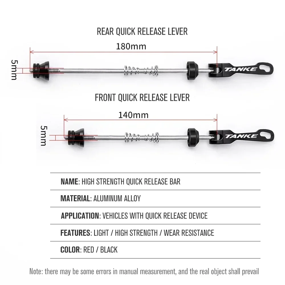 TANKE vélo boulon à dégagement rapide moyeu brochettes levier essieu route VTT pièces de rechange pour avant 100mm arrière 135mm