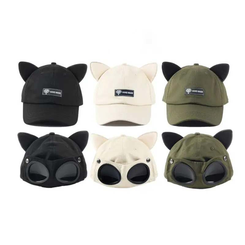 Boné de beisebol Cat Ears para homens e mulheres, chapéu Hip Hop, óculos de sol, traje bonito, adulto