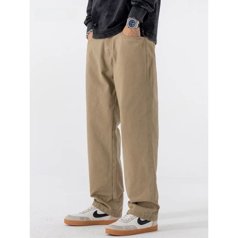 

GIOIOMen's pure cotton casual pants，Spring and Autumn High Quality Cotton loose straight-leg Trousers，Versatile Men's Pants