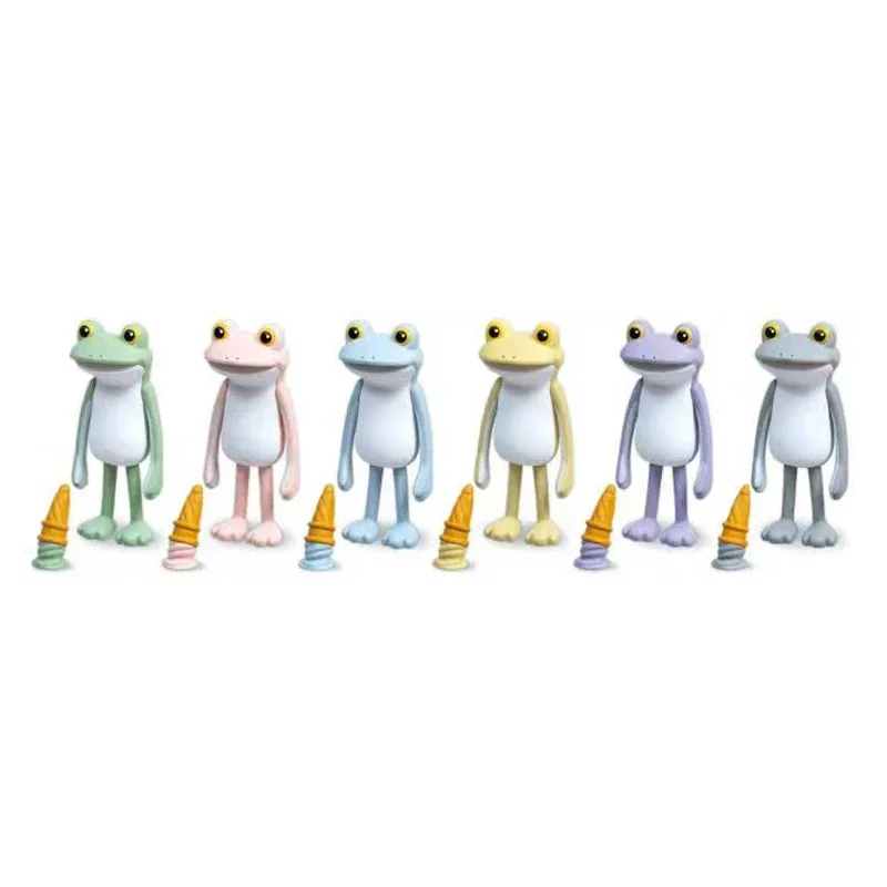 QUALIA Original Gashapon Capsule Toy Cute Kawaii Sorrowful Frog Ice Cream Amphibian Figurine Anime Desktop Decor Creative Gift