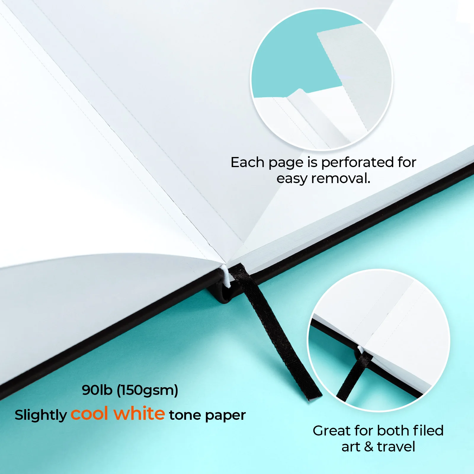 오후후 블리드프루프 양면 마커 패드 PU 커버 아트 스케치북 하드커버 스케칭 북 (알코올 마커, 페인트, 드로잉용)