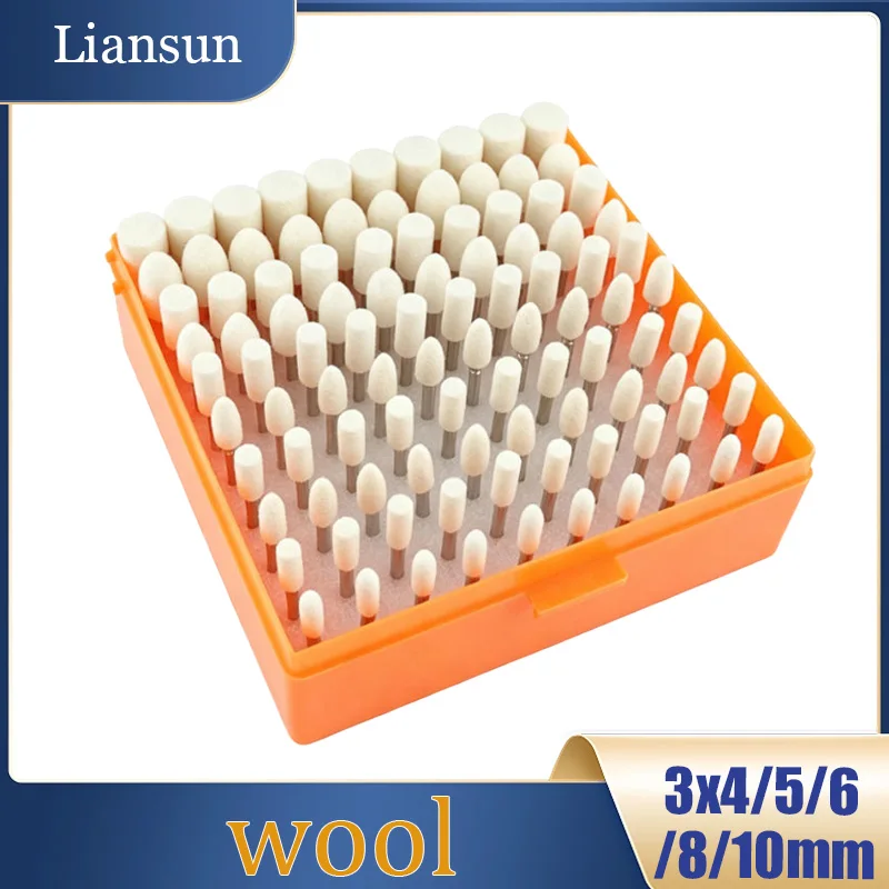 100PCS Wool Grinding Bit Grinding and Polishing Grinding Bit Set 3mm Shank Mini Wool Drill Bit Suitable for Dremel Rotary Tools