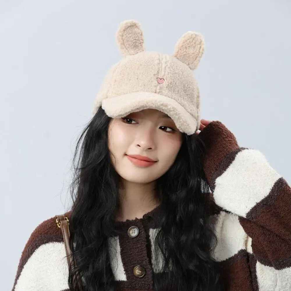 Прочная плюшевая бейсболка с кроличьими ушками, теплая утолщенная шапка с утиным языком, плюшевая шерстяная шапка с утиным языком