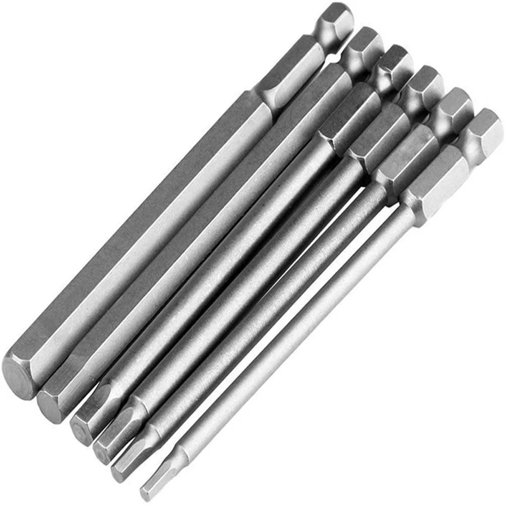 100mm 8 stücke Hex Kopf Inbusschlüssel Bohrer Set SAE Metric Allen Elektrische Sechskant Bit Schraubendreher Buchse Bit Power werkzeug Teile – Detail 9