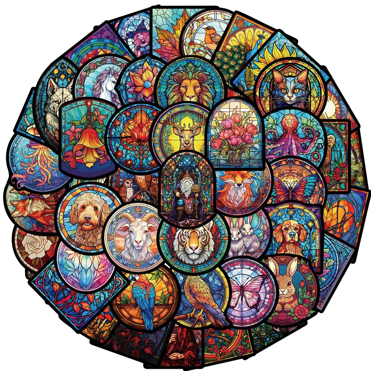 10/30/50PCS Elegant Stained Glass Style Art Graffiti Stickers for Water Cup Cell Phone Computer Notebook Stationery Luggage