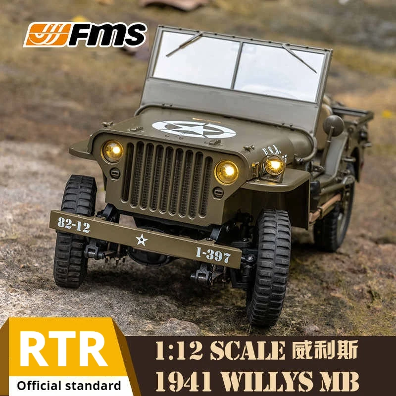 Modèle de voiture FMS échelle 1:12 Willys télécommande électrique tout-terrain RC voiture d'escalade Simulation décoration jouet véhicule à collectionner