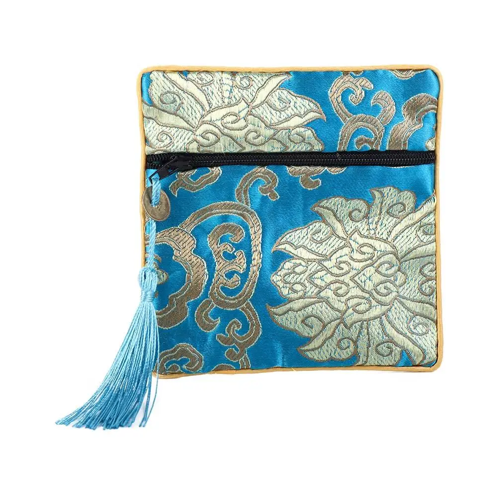 

Flower Pattern Zipper Bag Blessing Bag Brocade Pouch Chinese Style Coin Purse Silk Jewelry Organizer Jewelry Storage Bag