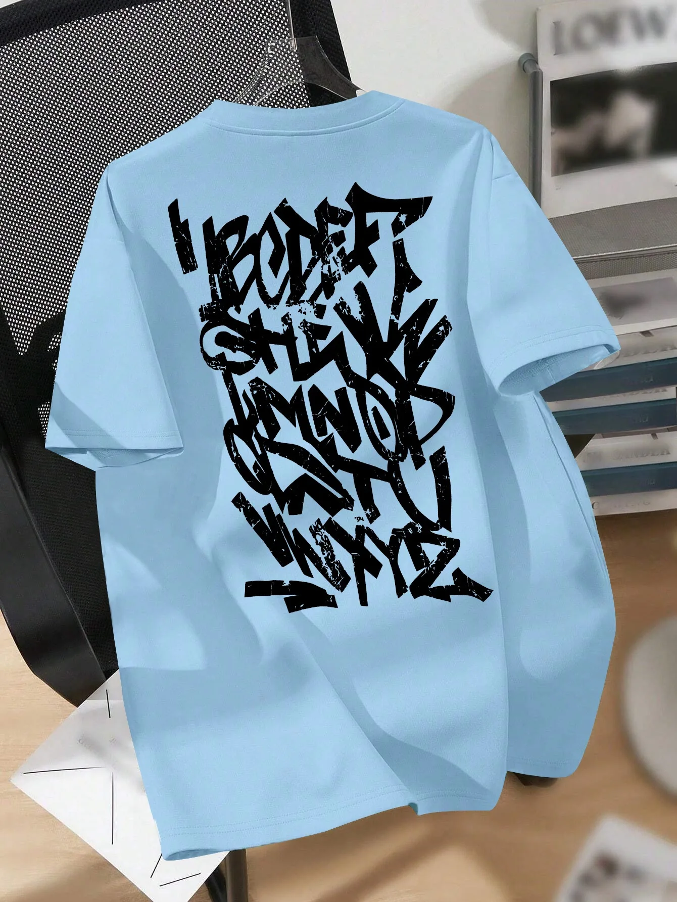 100% Cotton Men's Loose T-Shirt Breathable Casual Fashion French Bulldog Pattern Printed Short Sleeved Round Neck Top