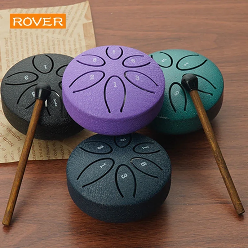 Steel Tongue Drum Portable Rain Drum Hand Pan Drum Percussion Musical Instruments 3 Inch 6 Notes For Yoga Meditation Musical Toy