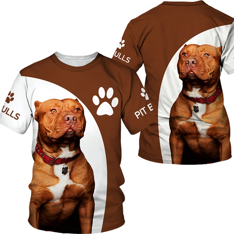 Rottweiler Dog T Shirt 3d Pet Pit Bull Printed T-shirt Womens Clothing Funny Doggy Kids Tee Shirts Gym Tracksuit Sportwear Tops