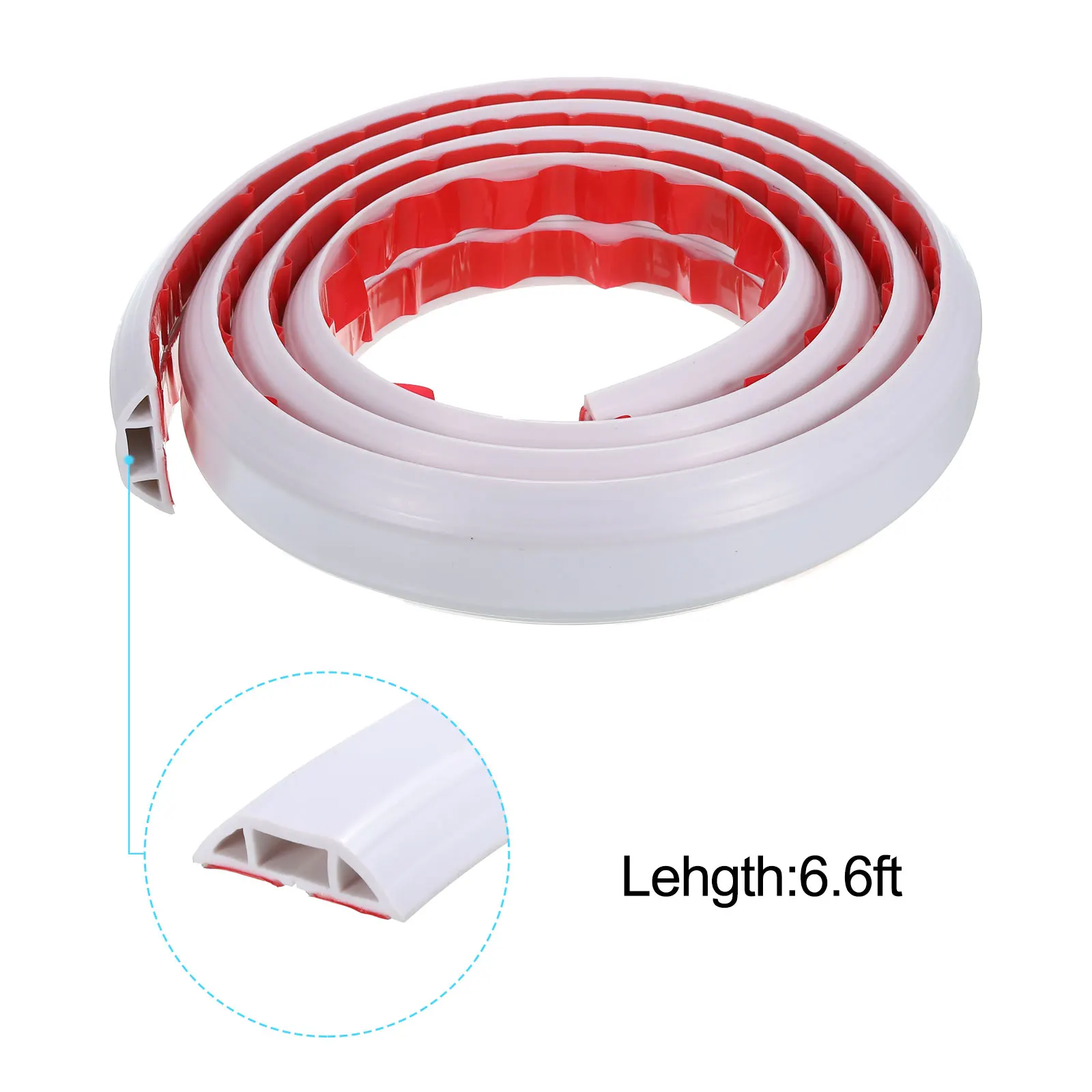 Floor Cord Cover Cable Protector Cable Raceway Hider 6.6ft White Self Adhesive Extension Cable Management for Home Office