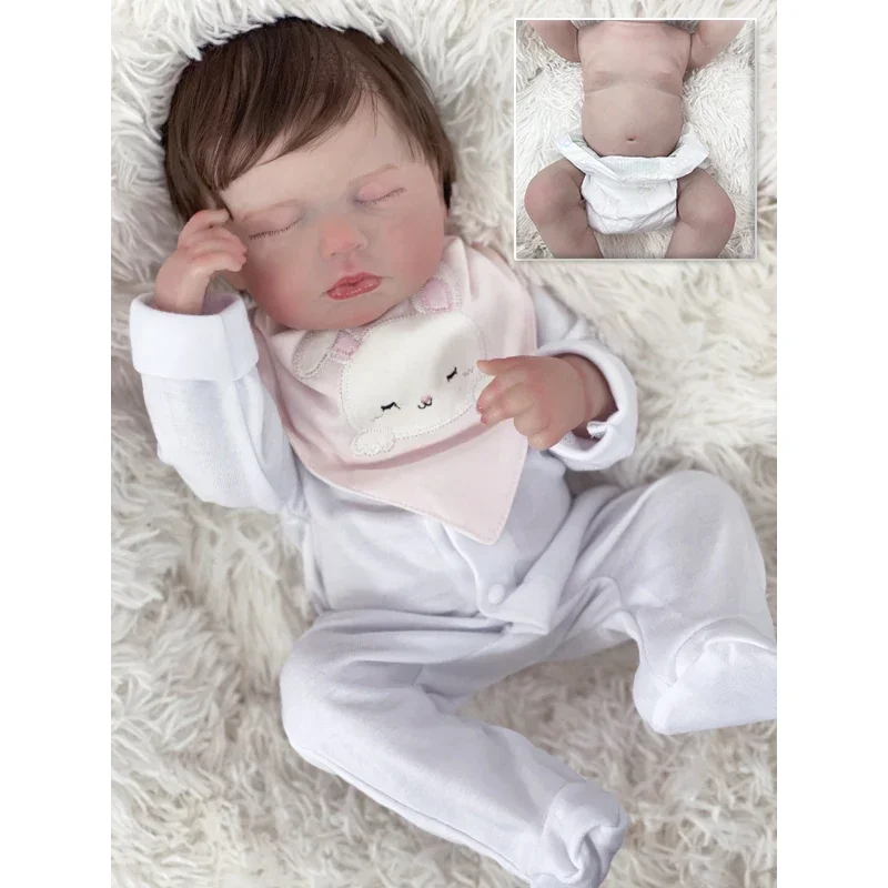 48 cm LouLou Finito Reborn Baby Dolls Corpo in vinile pieno Capelli radicati a mano Pelle 3D Vene visibili per le ragazze Regalo