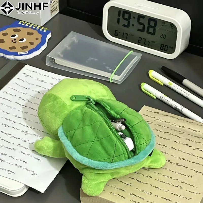 Cute Turtle Plush Pencil Case Cosmetic Bag Pen Pouch Coin Purse Lipstick Earphone Bag Stationery Storage Bag School Supplies