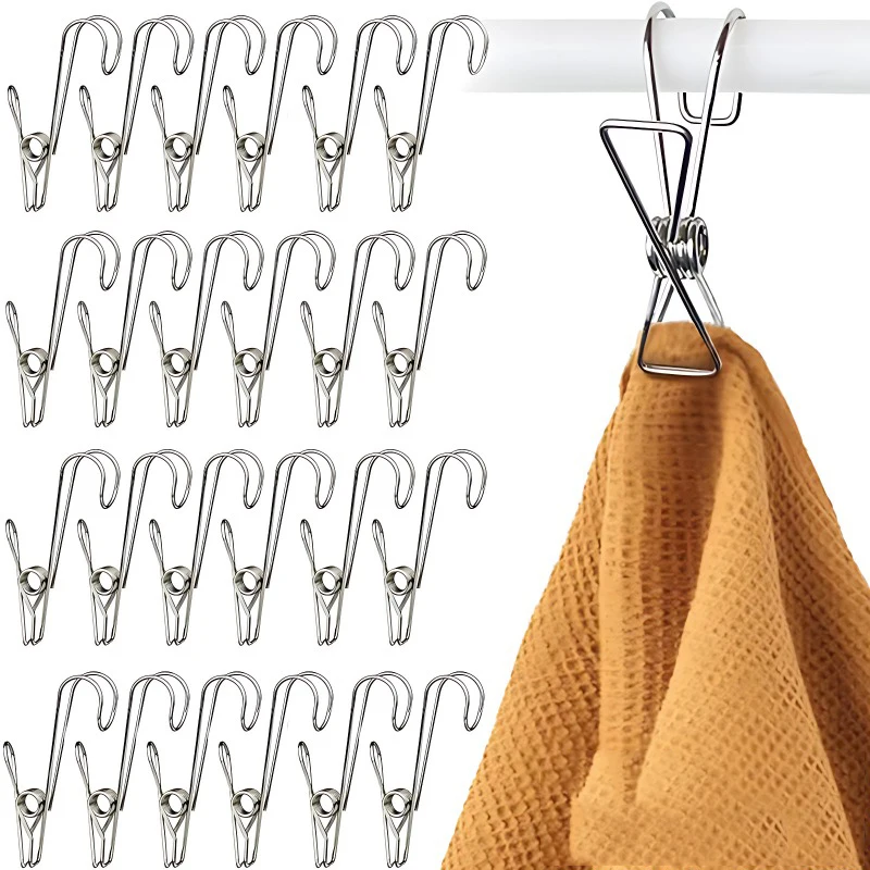 Clip mit langem Schwanz, Edelstahl-Haken, Wäscheklammern, Wäscheaufbewahrung, Foto-Clip, Wäscheklammern, Handtuch-Organizer, Halter, Rack 5, 10 20