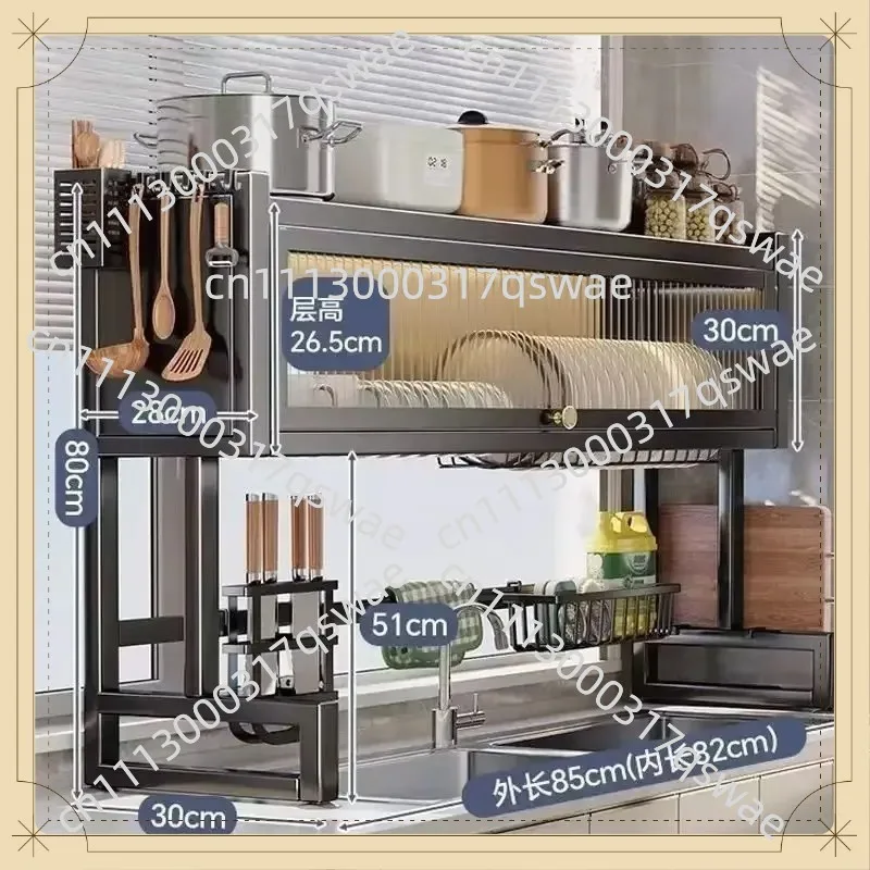 Kitchen Sink Shelf Dishwasher Dust-proof Cupboard Countertop Storage Multifunctional Storage Dust-proof  Rack