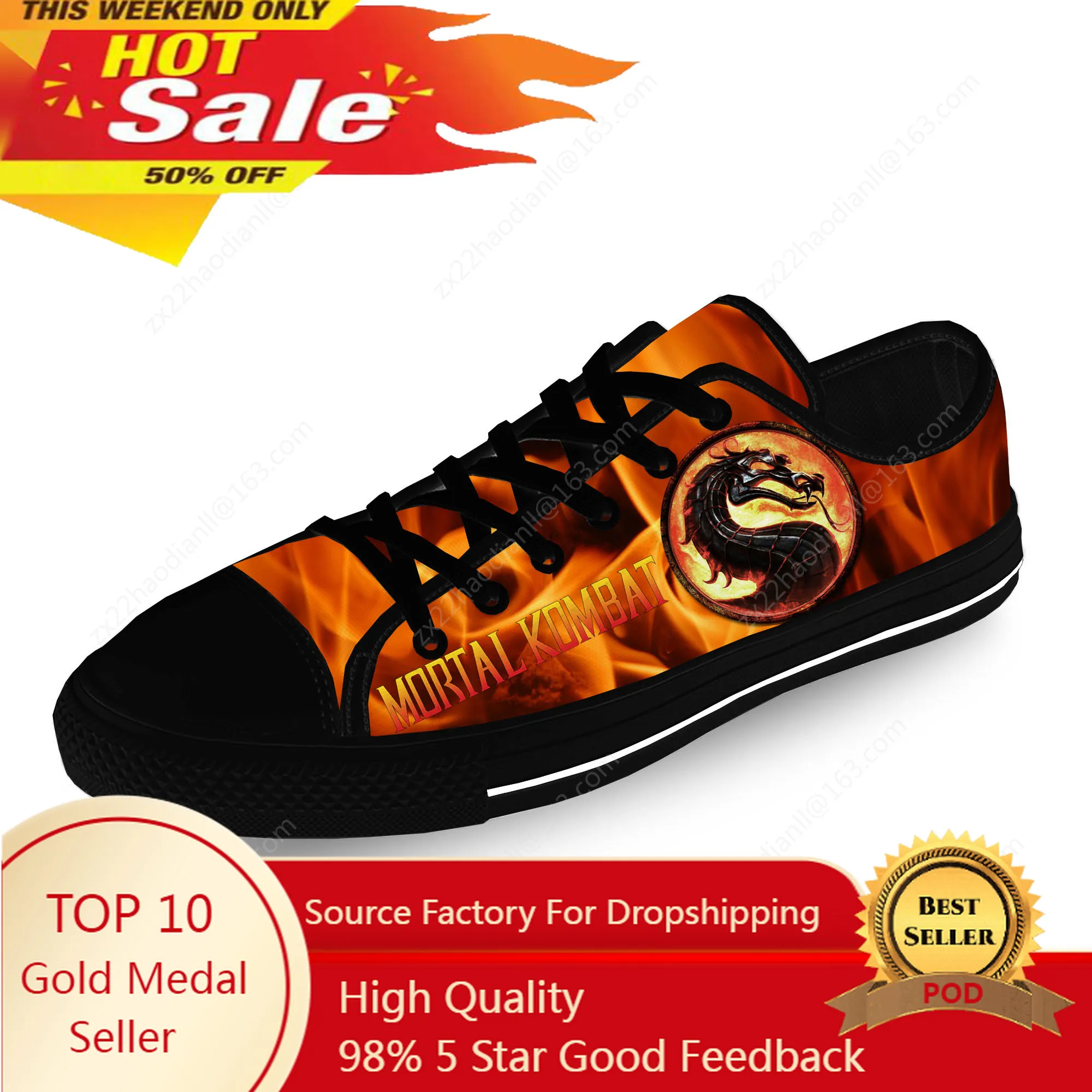 

Mortal Kombat Low Top Sneakers Mens Womens Teenager Casual 3D Print Shoes Canvas Running Shoes Breathable Lightweight shoe Black