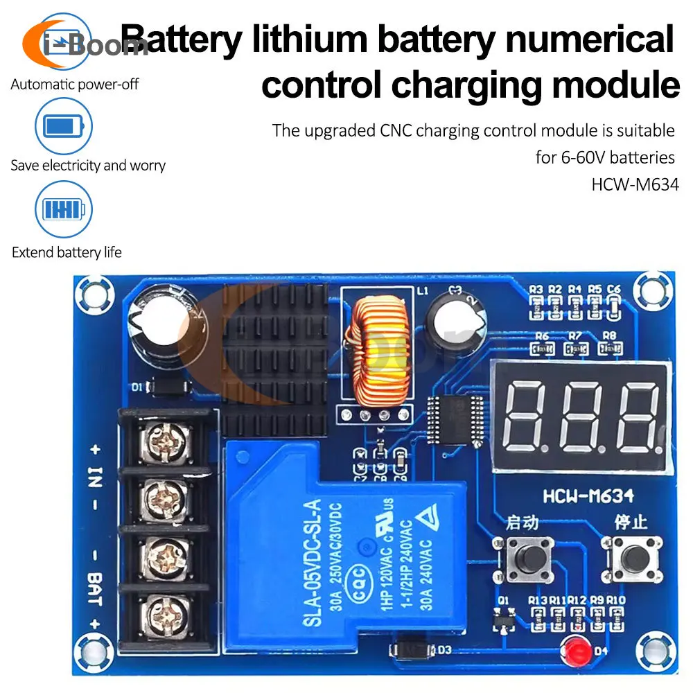 M634 Battery Charge Control Module DC 6V-60V Battery Protection Board Overcharge Protection Switch for Lithium Lead