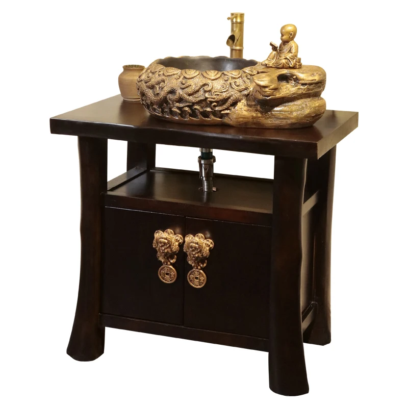 

Chinese bathroom washbasin cabinet combination bathroom ceramic integrated basin mirror cabinet washing and washbasin