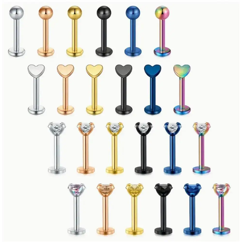 1/4pcs Set Stainless Steel Barbell 8mm Lip Ring Earrings Studs Piercing Jewelry Elegant Sexy Fashion Style For Women Men