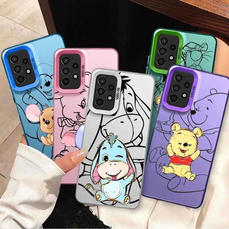 Winnie Tigger Eeyore Piglet Roo Phone Case for Samsung Galaxy A55 A54 A53 A13 A14 A15 A34 A35 A24 A50 Silver Plating Cover