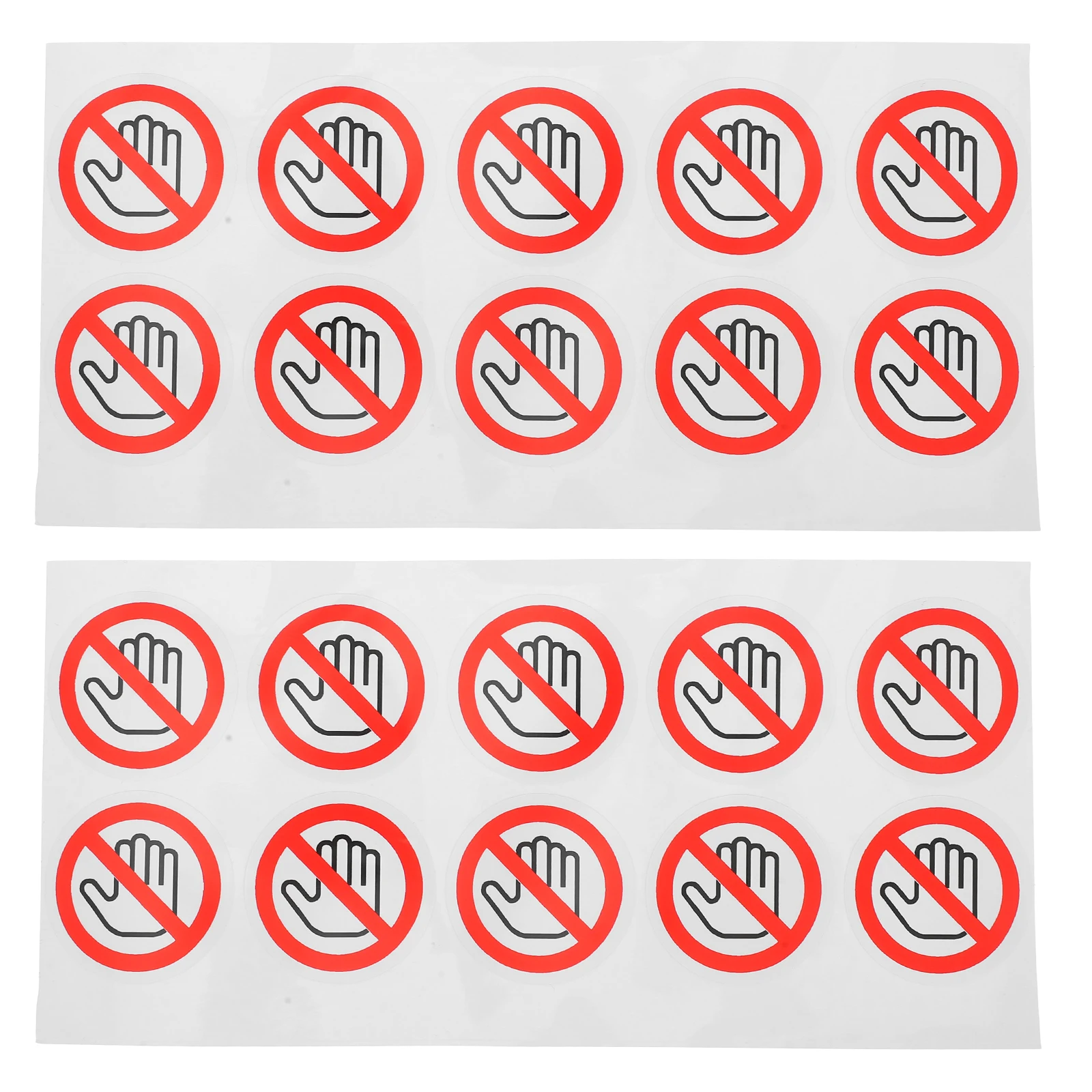 20 Pcs Alert Logo Tag No Hands Sign Decal Applique Pvc Self-adhesive Do Not Use Sticker