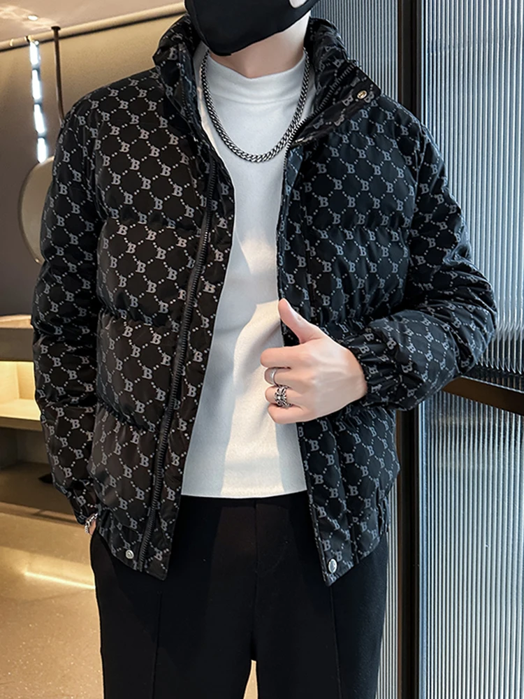 

Bla Thiened Cotton Jaet Мужская зимняя новинка Sle Модный бренд без кепки с воротником-стойкой Хлеб Верхняя одежда Теплая морозостойкая зимняя одежда ...