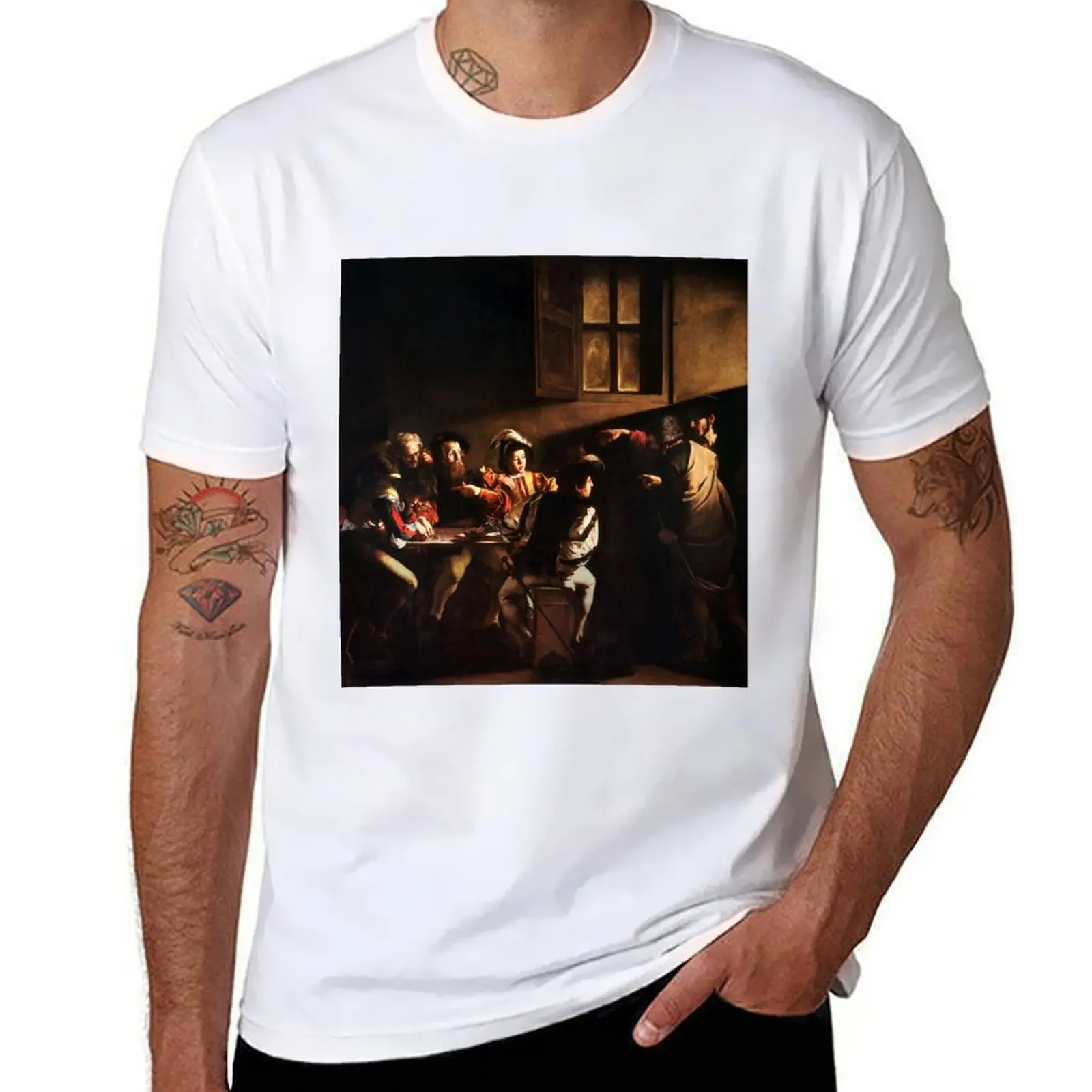 

High Resolution Caravaggio The Calling Of Saint Matthew 1600 T-Shirt Stain Resistant Casual Tee
