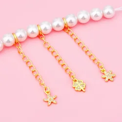 S925 Sterling silver inlaid four-leaf clover Starfish Flower Extension Chain diy headpiece bracelet Necklace Extension chain