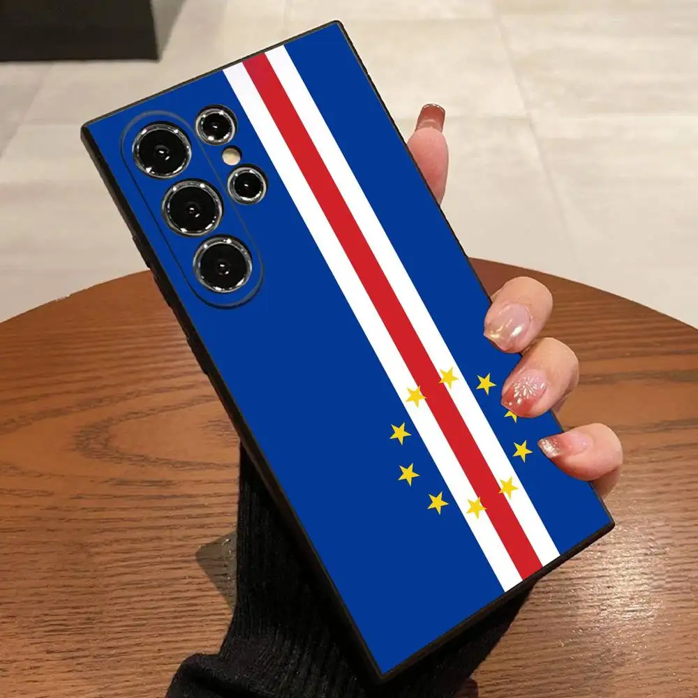 أفريقيا كيب فيردي جواز السفر العلم حالة الهاتف لسامسونج S22، S24، S20، S25، S23، S30، S21، الترا، زائد، 5G، Fe، لايت غطاء أسود #3