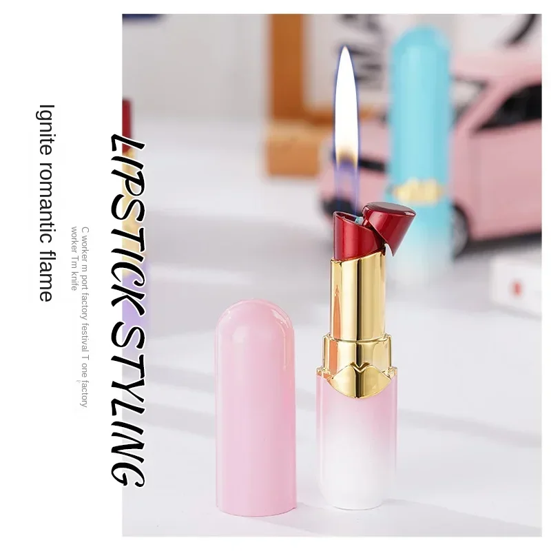 Gradient Mini Cute Lipstick Lighter Fun Shape Small, Exquisite, Portable Women\'s Lighter Cigarette Accessories Small Gift