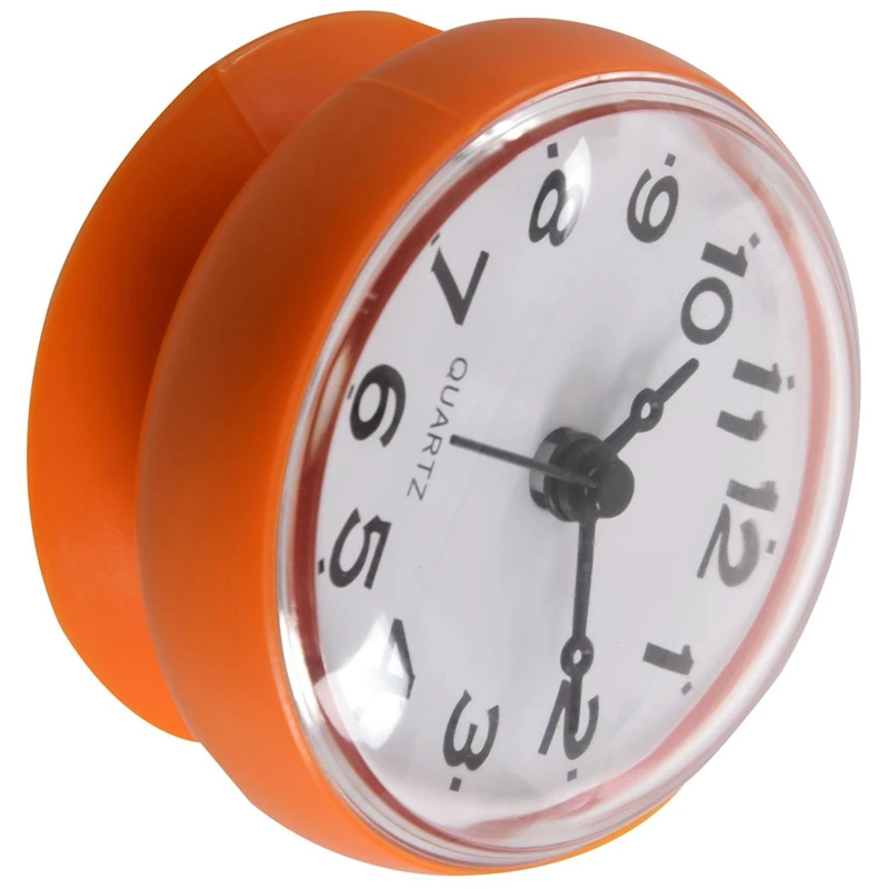 2X 7Cm Waterproof Kitchen Bathroom Shower Clock Suction Cup Sucker Wall Orange & Green