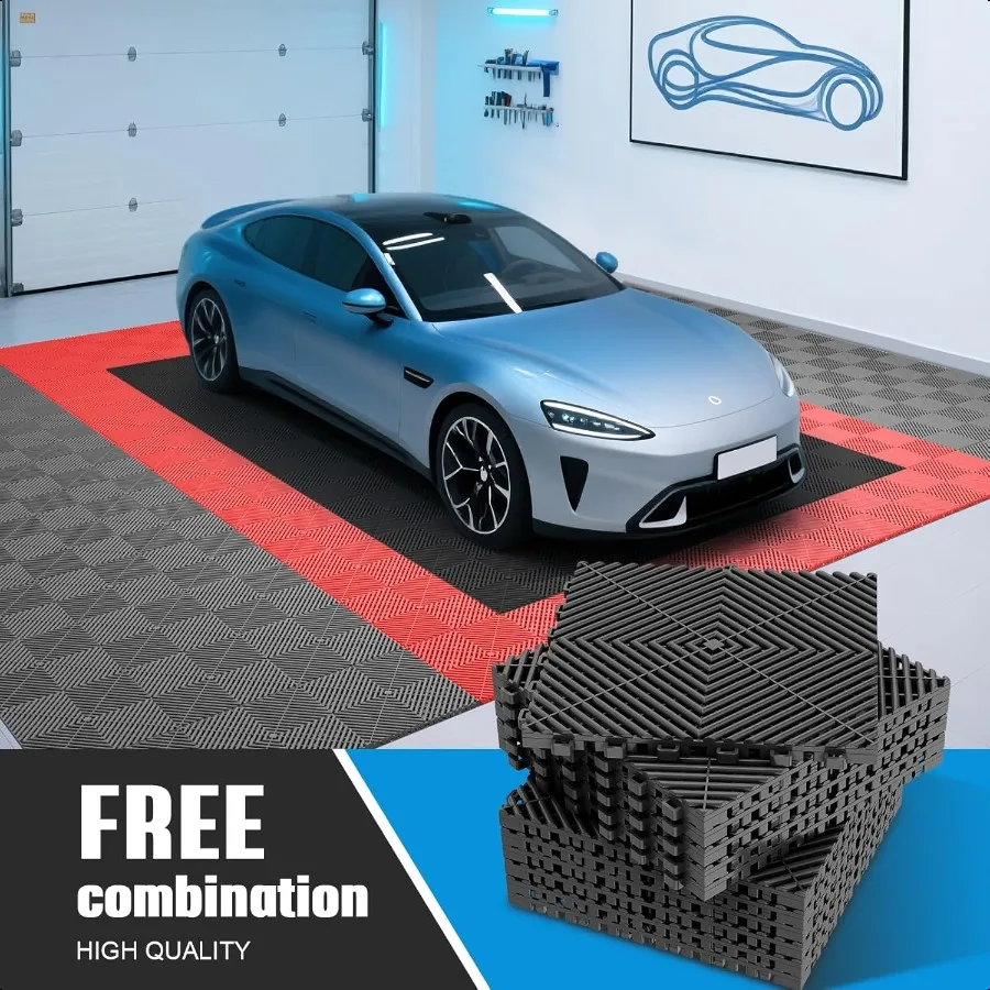 12Pcs Interlocking Tile 12" x 12" Indoor Outdoor SelfDrainage Interlocking Floor Tiles NonSlip HeavyDuty Polypropylene Splicing