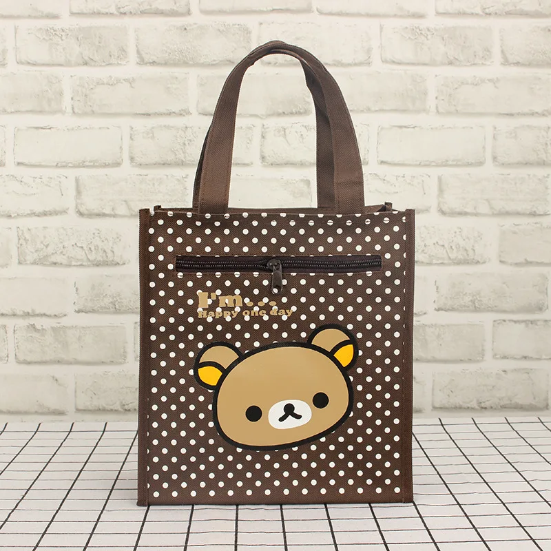 

New men's cartoon tote bag zipper canvas tote bag student daily lunch bag work commuter bag