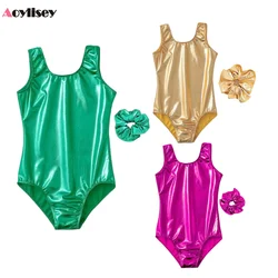 Girls Silver Ballet Dance Leotards Children Spandex  Shiny Metallic Gymnastics Suits for Kids Dance wear Performance Costumes