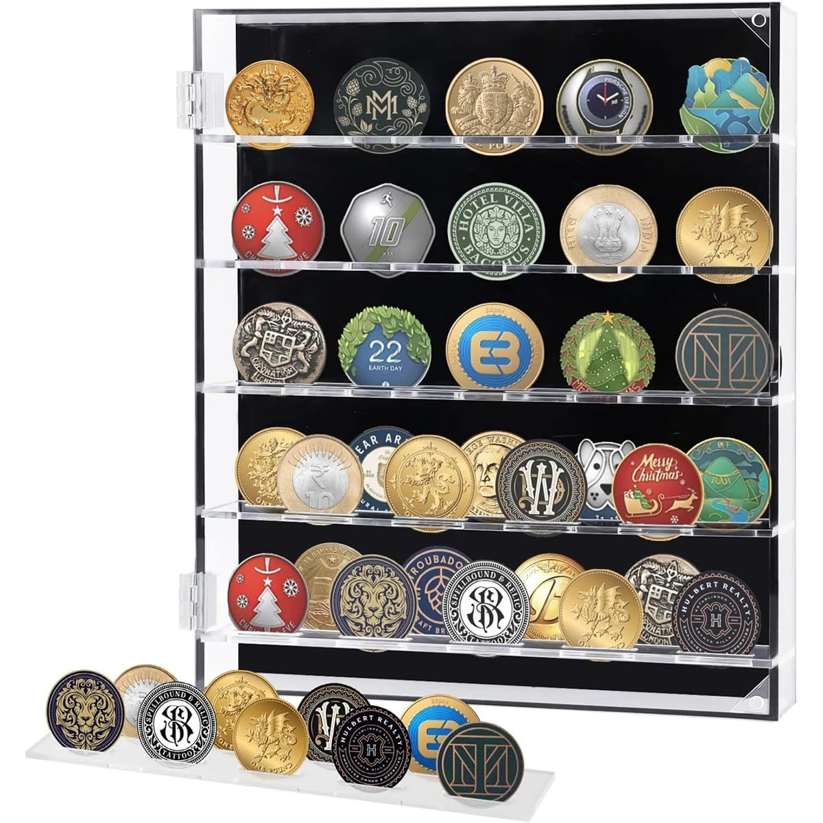 Acrylic Round Coin Box Transparent Plexiglass Display Box Gold Coin Collector Box Badge Organiser 260*300*50mm