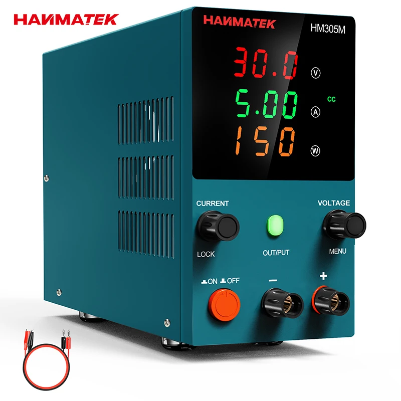 HANMATEK DC Power Supply Programmable 30V 5A Dual Band Storage Parameter Multifunction Display Bench Supply With ON/OFF Button