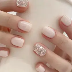 Short Square French Fake Nail Press On False Nail With Glue Designs Set Full Cover Artificial Simple Pink Ins Style Art Nail Tip