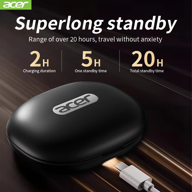 [منتج Acer الأصلي الرسمي] سماعات رأس بلوتوث Ohr542 تصميم لاسلكي جديد مفتوح مريح في الارتداء للرياضة والجري واللياقة البدنية وسهل الاستخدام مع الهواتف المحمولة والأجهزة اللوحية وأنظمة Android وIos