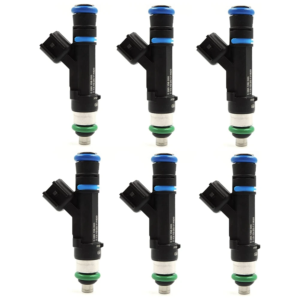 6PCS Fuel Injector Nozzle 53032701AA 0280158020 for Jeep Liberty Dodge Dakota for Mitsubishi Raider 3.7L, Black